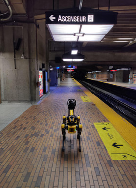 A robot dog in the Montreal Metro   
